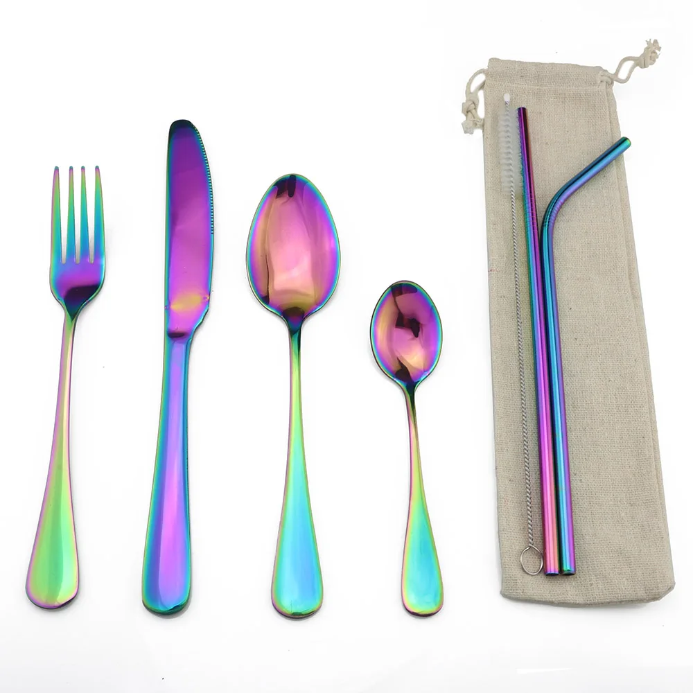 Stylish Rainbow Cutlery Set Stainless Steel Dinnerware Set 8 PCS Silverware Dinner Set Copper Knife Service ForksChristmas Gift
Stylish Rainbow Cutlery Set Stainless Steel Dinnerware Set 8 PCS Silverware Dinner Set Copper Knife Service ForksChristmas Gift