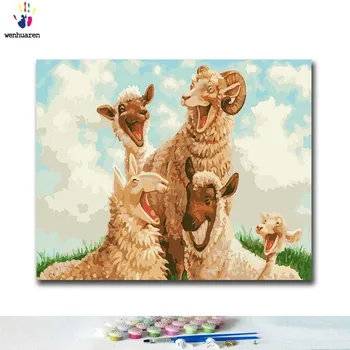 DIY Coloring paint by numbers Four sheep on the grassland paintings by numbers with kits 40x50 framed
DIY Coloring paint by numbers Four sheep on the grassland paintings by numbers with kits 40x50 framed