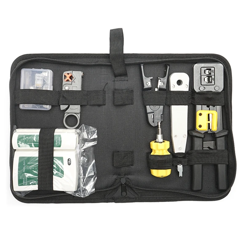 Rj45 Crimping Tool Kit For Cat5/Cat6,Professional Computer Maintenance Lan Cable Tester Network Repair Tool Set
Rj45 Crimping Tool Kit For Cat5/Cat6,Professional Computer Maintenance Lan Cable Tester Network Repair Tool Set