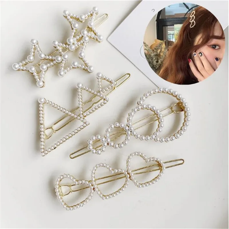 Korea Fashion Pearl Love heart Five-pointed star Hairpin Geometric Triangle Hair Clips Barrettes Women Girls Hair Accessories
Korea Fashion Pearl Love heart Five-pointed star Hairpin Geometric Triangle Hair Clips Barrettes Women Girls Hair Accessories