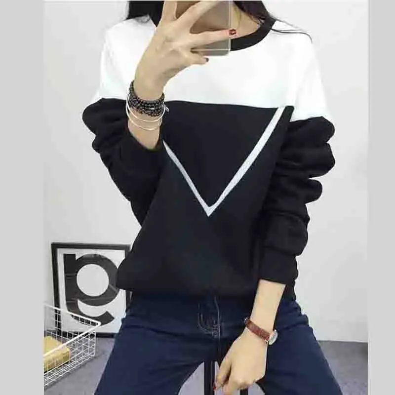Winter Fashion Spell Color Black and White Patchwork Women's Sweatshirt V-pattern Hoodies Female Pullover M-2XL Dropship
Winter Fashion Spell Color Black and White Patchwork Women's Sweatshirt V-pattern Hoodies Female Pullover M-2XL Dropship