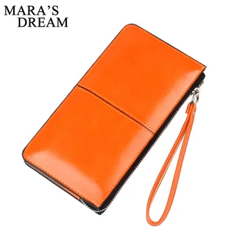 

Mara's Dream Women Wallets Candy Oil Leather Wallet Long Design Day Clutch Casual Lady Cash Purse Women Hand Bag Carteira