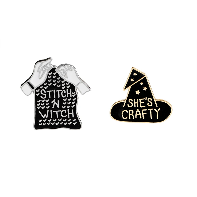 She's Crafty Witch Hat/Stitch and Witch Hand-knitted Wweater Enamel Pins Brooches for Women Lapel Pin Accessories
She's Crafty Witch Hat/Stitch and Witch Hand-knitted Wweater Enamel Pins Brooches for Women Lapel Pin Accessories