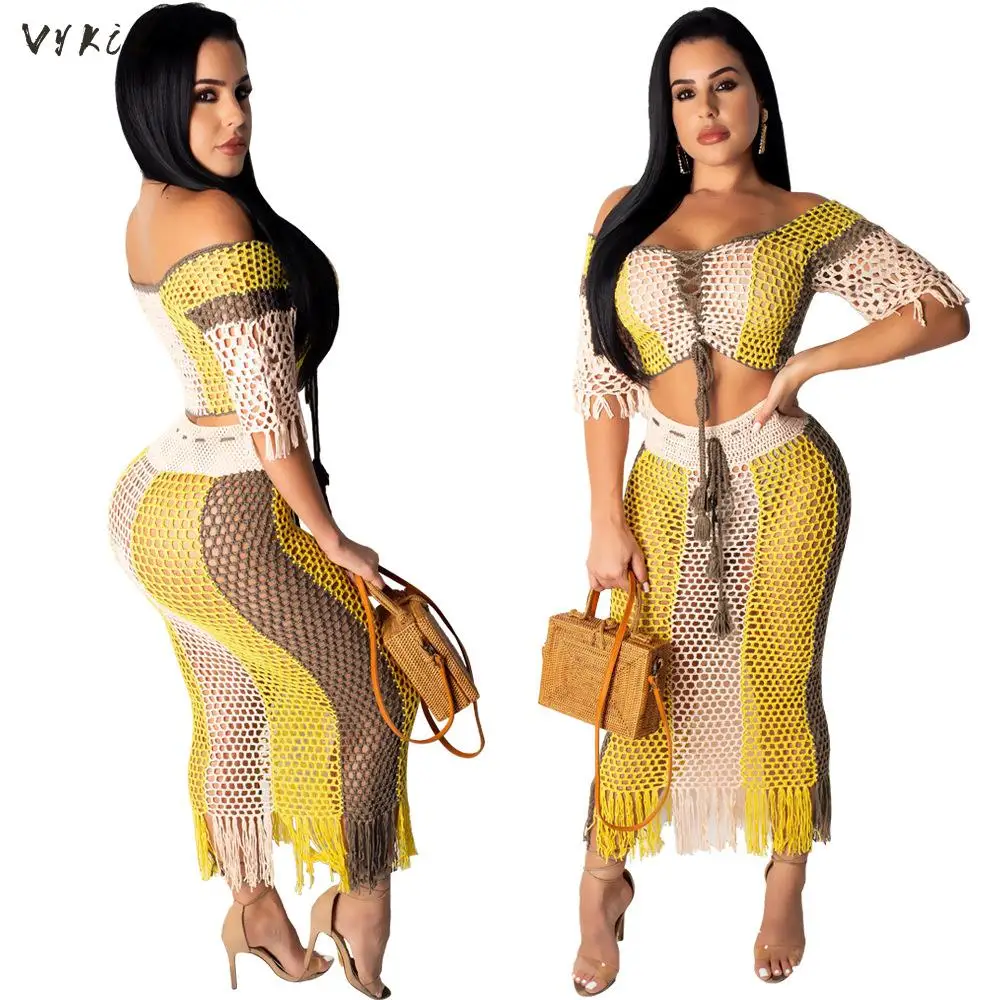 Women 2 Piece Set Skirt And Top Set Gauze Grid See Though With Tassel Womens Two Piece Sets 2019 Crop Top Midi Maxi Skirt Set
Women 2 Piece Set Skirt And Top Set Gauze Grid See Though With Tassel Womens Two Piece Sets 2019 Crop Top Midi Maxi Skirt Set