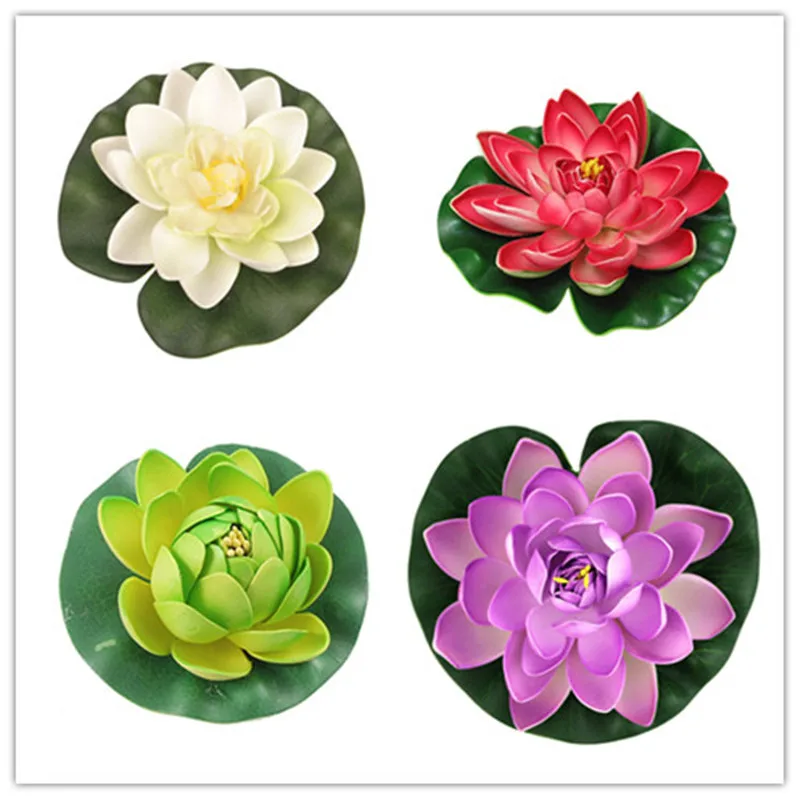 

4Pcs/Set 30cm Artificial EVA Lotus Floating Water Lily Blooming Foam Flower Head Pool Fish Tank Pond Home Garden Decoration