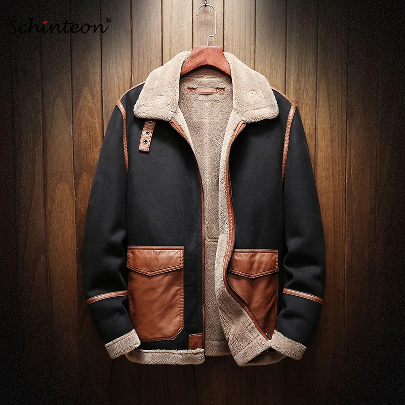 Schinteon 2018 New M-5XL Men Leather Warm Winter Jacket Suede Leather Patchwork Outwear Turn-down Collar Pocket
Schinteon 2018 New M-5XL Men Leather Warm Winter Jacket Suede Leather Patchwork Outwear Turn-down Collar Pocket