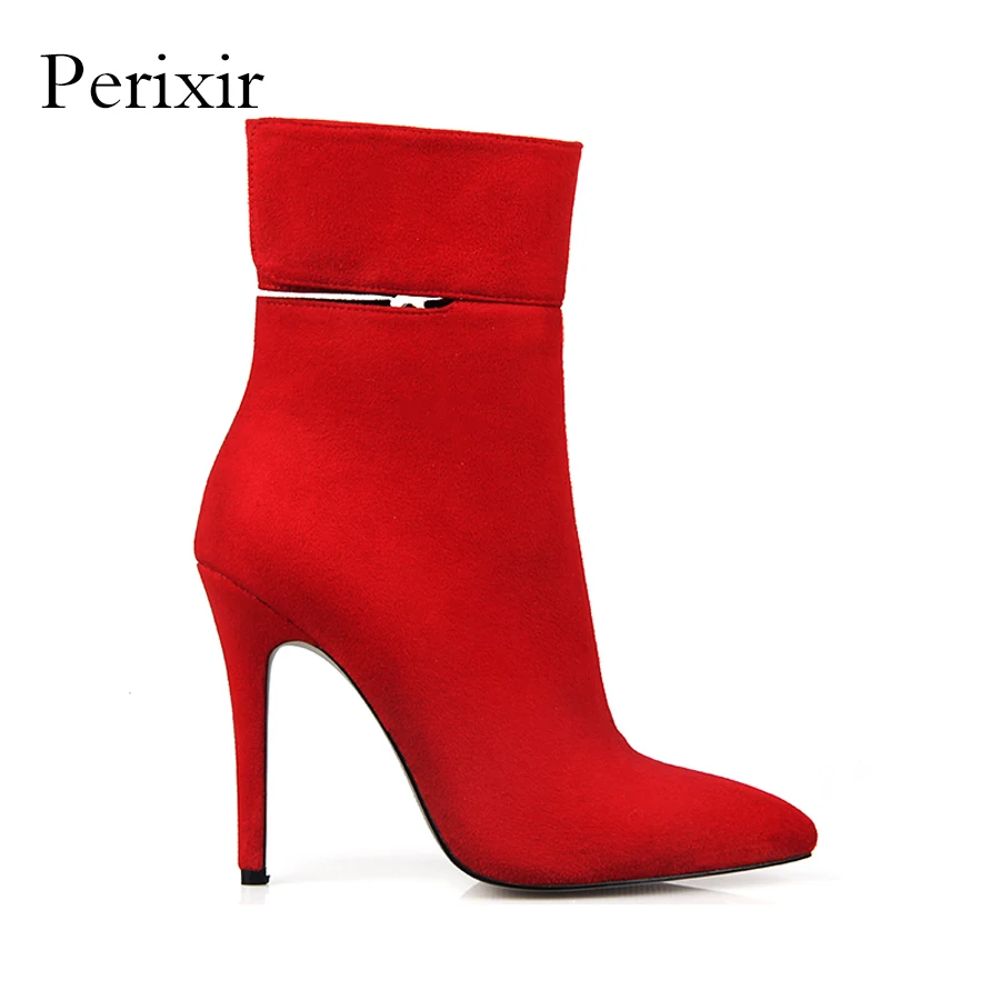 Perixir 2017 winter High-heeled Pointed Suede Women's shoes hook flexible