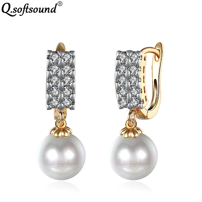 Classic Double Gold Color Pearl Earrings For Women White Gold/Yellow Gold Zircon Hoop Earings Fashion Jewelry Pendientes QH112
Classic Double Gold Color Pearl Earrings For Women White Gold/Yellow Gold Zircon Hoop Earings Fashion Jewelry Pendientes QH112