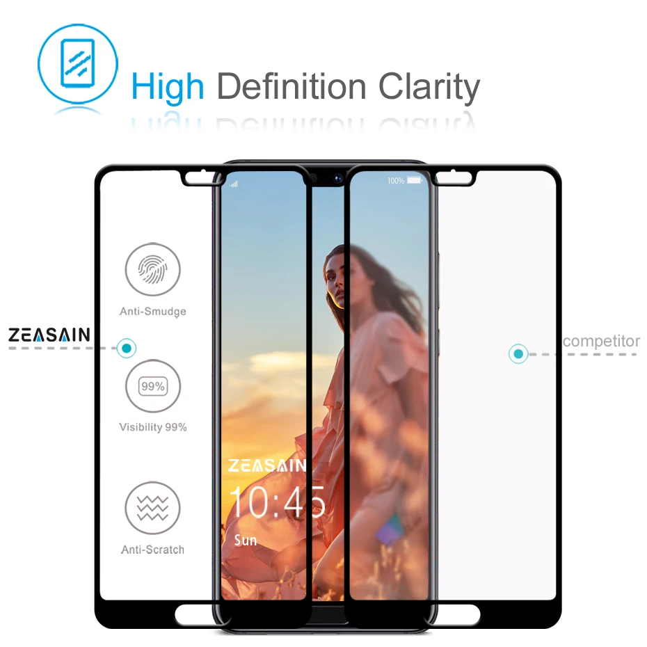 2 Pack Original ZEASAIN 2.5D Full Cover Tempered Glass Screen Protector For Huawei P20 Huawei P 20 Pro 9H Protective Glass Film (3)