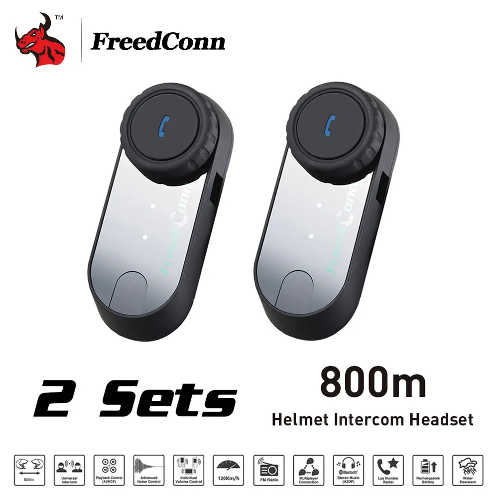 Image New 2 Sets 800M FM Function Bluetooth Motorcycle Snowmobile Helmet Intercom Headset For Phone GPS MP3 intercomunicador