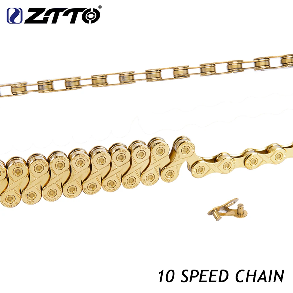ZTTO MTB 10 Speed Gold Coating Chain Bicycle Road Bike Mountain 10S Golden Link Compatible With Any 10speed Groupset 10v 116L | Спорт и