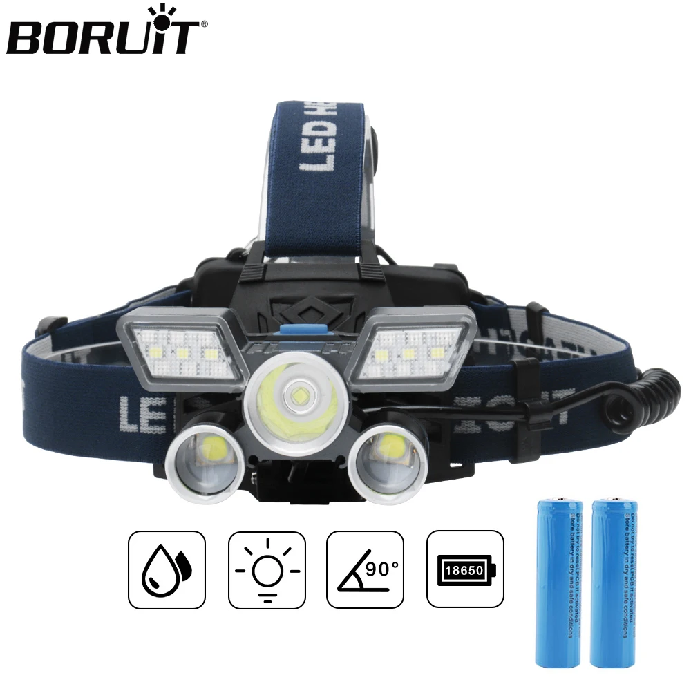 BORUiT Powerful LED Headlamp 10000LM XM-L2 +XPE USB Charger Headlight 18650 Battery Head Torch Camping Hunting Flashlight
BORUiT Powerful LED Headlamp 10000LM XM-L2 +XPE USB Charger Headlight 18650 Battery Head Torch Camping Hunting Flashlight