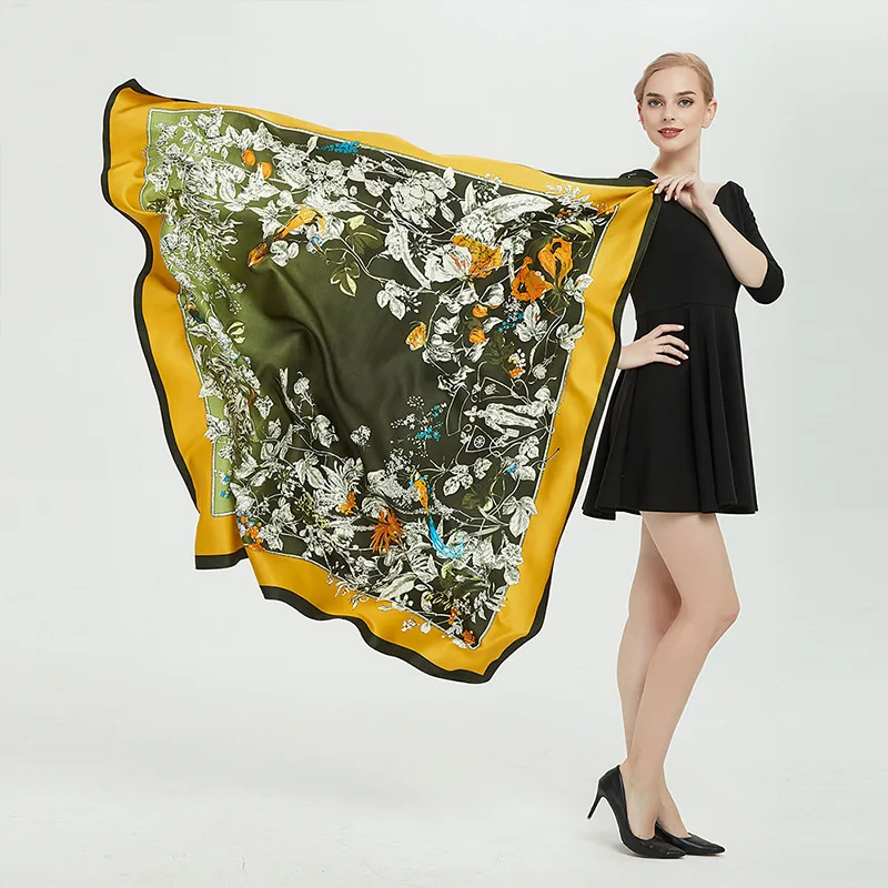 2019 spring explosions hot wild simple gradient flower and bird twill print 130*130cm large retro satin silk fashion scarf
2019 spring explosions hot wild simple gradient flower and bird twill print 130*130cm large retro satin silk fashion scarf