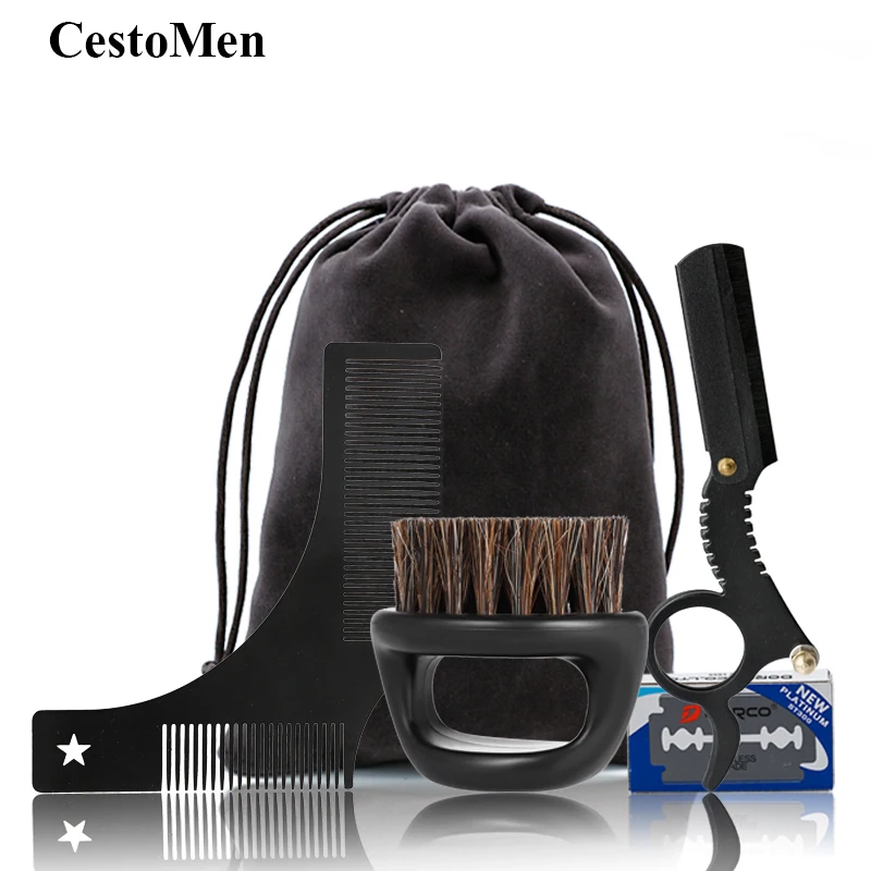 CestoMen Men Grooming Straight Edge Razor Face Hair Template Double Sided Shaping Comb Bristle Brush Beard Shaving Kit Tools Set
CestoMen Men Grooming Straight Edge Razor Face Hair Template Double Sided Shaping Comb Bristle Brush Beard Shaving Kit Tools Set