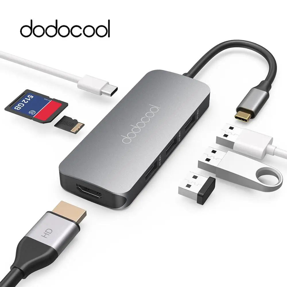 dodocool 7-in-1 USB C USB-C Hub with Type C Power Delivery Hub 4K HD Output USB 3.0 HUB SD/TF for MacBook Pro Huawei P20 Pro
dodocool 7-in-1 USB C USB-C Hub with Type C Power Delivery Hub 4K HD Output USB 3.0 HUB SD/TF for MacBook Pro Huawei P20 Pro