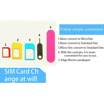 Nano SIM Card Adapter 5 in 1 micro sim adapter with Eject Pin Key Retail Package for iPhone 5/5S/6/6S/Samsung
Nano SIM Card Adapter 5 in 1 micro sim adapter with Eject Pin Key Retail Package for iPhone 5/5S/6/6S/Samsung