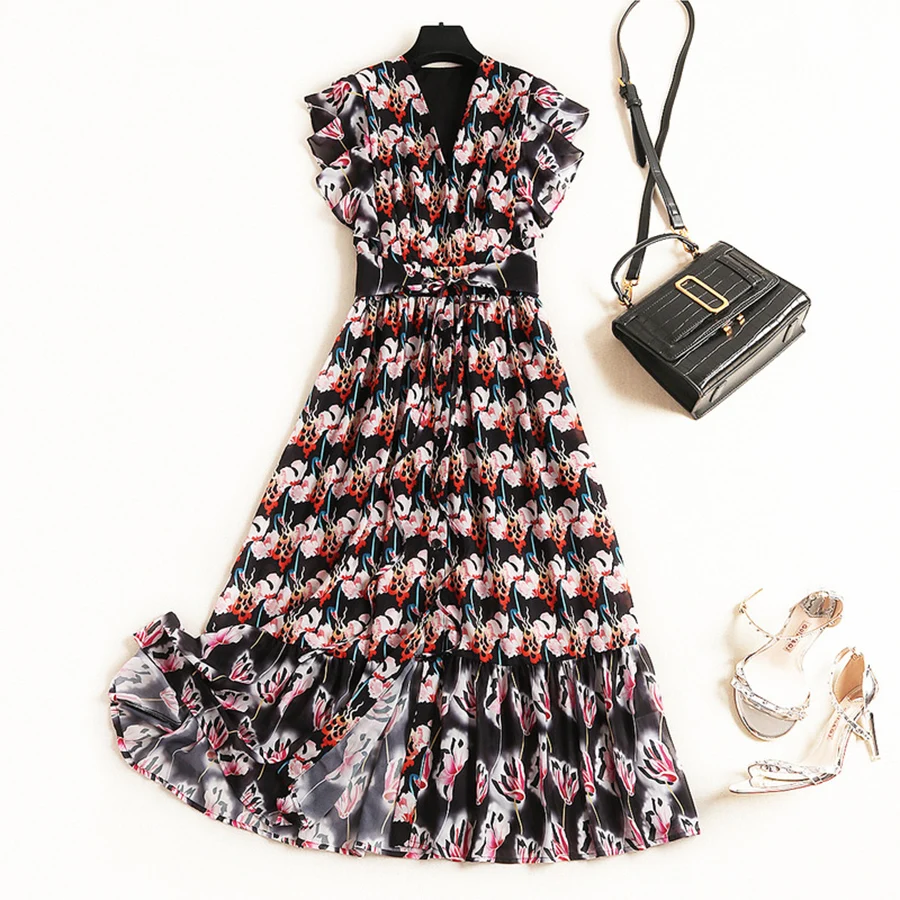 VERDEJULIAY Runway Designer Women Dress 2019 Summer High Quality New Flower Print V-Neck Split Midi A-Line Dress Vestidos
VERDEJULIAY Runway Designer Women Dress 2019 Summer High Quality New Flower Print V-Neck Split Midi A-Line Dress Vestidos