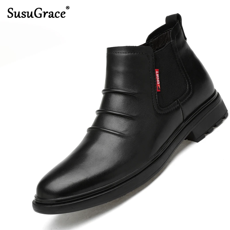 susuGrace Genuine Leather Boots For Men Pointed Toe Waterproof Dress shoes Natural leather Ankle boot Botas Hombres Plus size 47
susuGrace Genuine Leather Boots For Men Pointed Toe Waterproof Dress shoes Natural leather Ankle boot Botas Hombres Plus size 47