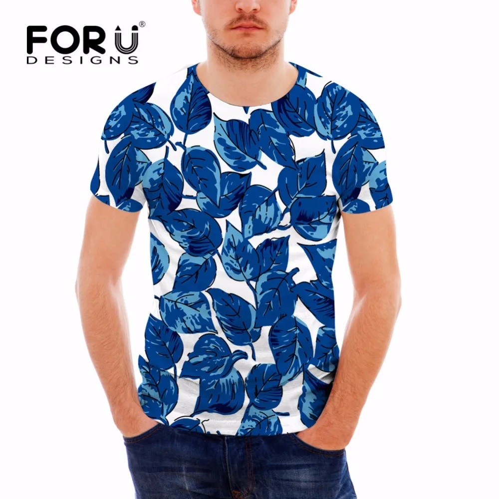 FORUDESIGNS/Летняя Гавайская Мужская футболка с коротким рукавом тропическим лесом