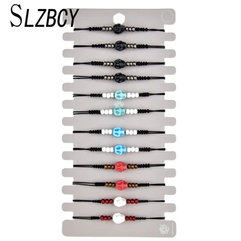 SLZBCY Punk Skull Charms Acrylic Beads Bracelets Men Women Adjustable Black Braided Bracelet Statement Party Jewelry 12 pcs/set
SLZBCY Punk Skull Charms Acrylic Beads Bracelets Men Women Adjustable Black Braided Bracelet Statement Party Jewelry 12 pcs/set