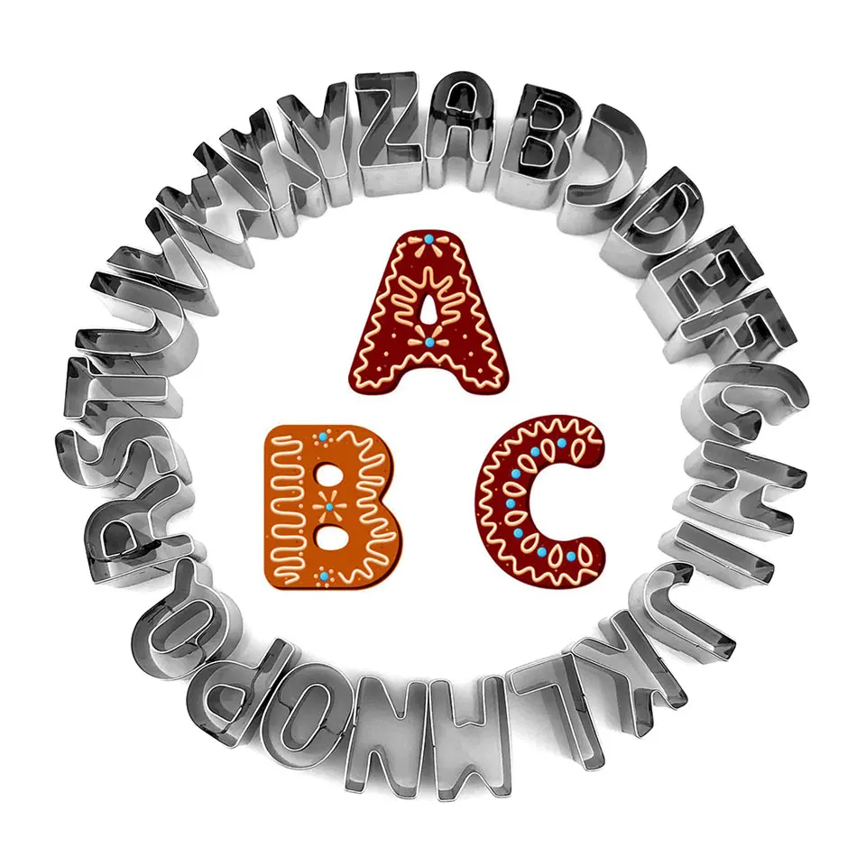 Cookie Cutter Set Stainless Steel Form For Baking 26 Alphabet Shape Mold Pastry/ Confectionery/Biscuit/Gingerbread/Fondant Maker
Cookie Cutter Set Stainless Steel Form For Baking 26 Alphabet Shape Mold Pastry/ Confectionery/Biscuit/Gingerbread/Fondant Maker