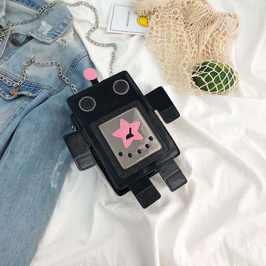 Fashion Cute Robot Model Laser Women's Shoulder Bags Leather Mini Chains Women Crossbody Bags For Woman Bolsas Small Ladies Flap
Fashion Cute Robot Model Laser Women's Shoulder Bags Leather Mini Chains Women Crossbody Bags For Woman Bolsas Small Ladies Flap