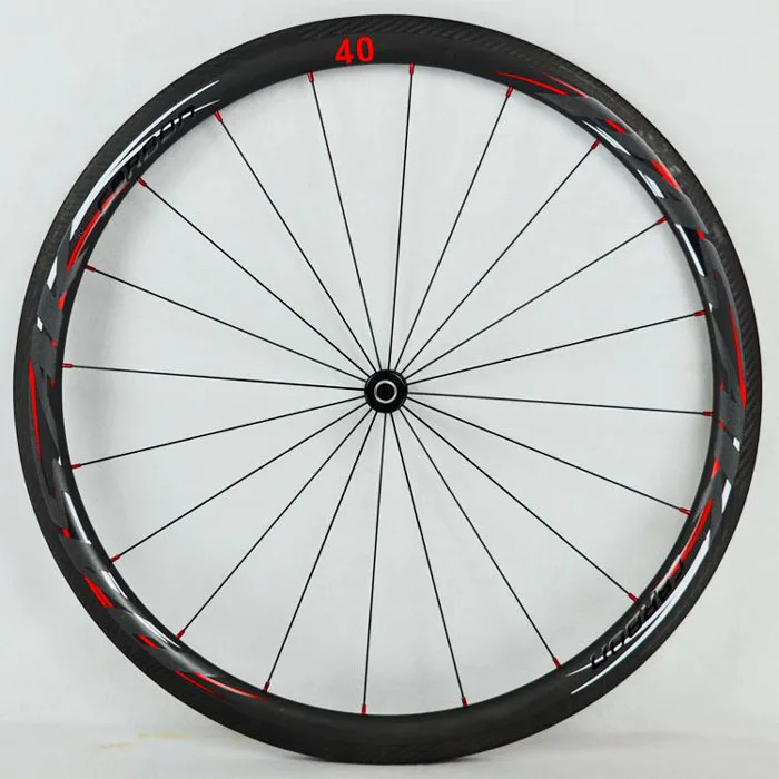 Clearance 700C Wheelset Carbon Wheels Road Bike Tubeless Wheel V/C Brake Profile 38-40-50-55mm Depth Clincher Carbon Rim Direct-pull 43