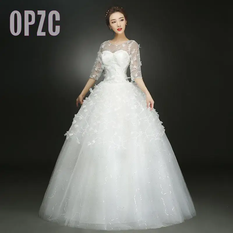 O-Neck The Lace Flower With Half Sleeve Romantic Wedding Dress 2016 Princess Bride Gowns Dresses vestido de noiva D16503
O-Neck The Lace Flower With Half Sleeve Romantic Wedding Dress 2016 Princess Bride Gowns Dresses vestido de noiva D16503