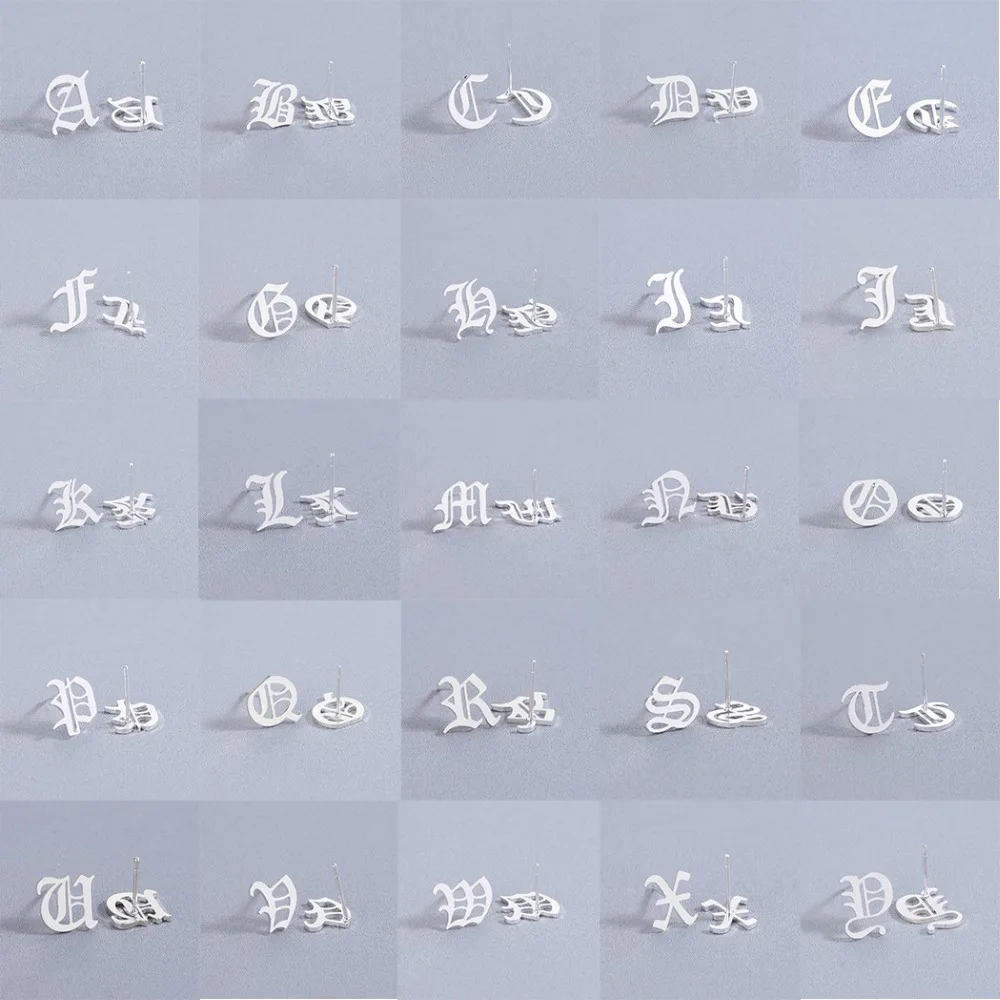Chereda Ancient English 26 Letter Stud Earrings Vintage Alphabet Stainless Steel Earring Elegant Classic Jewelry
Chereda Ancient English 26 Letter Stud Earrings Vintage Alphabet Stainless Steel Earring Elegant Classic Jewelry