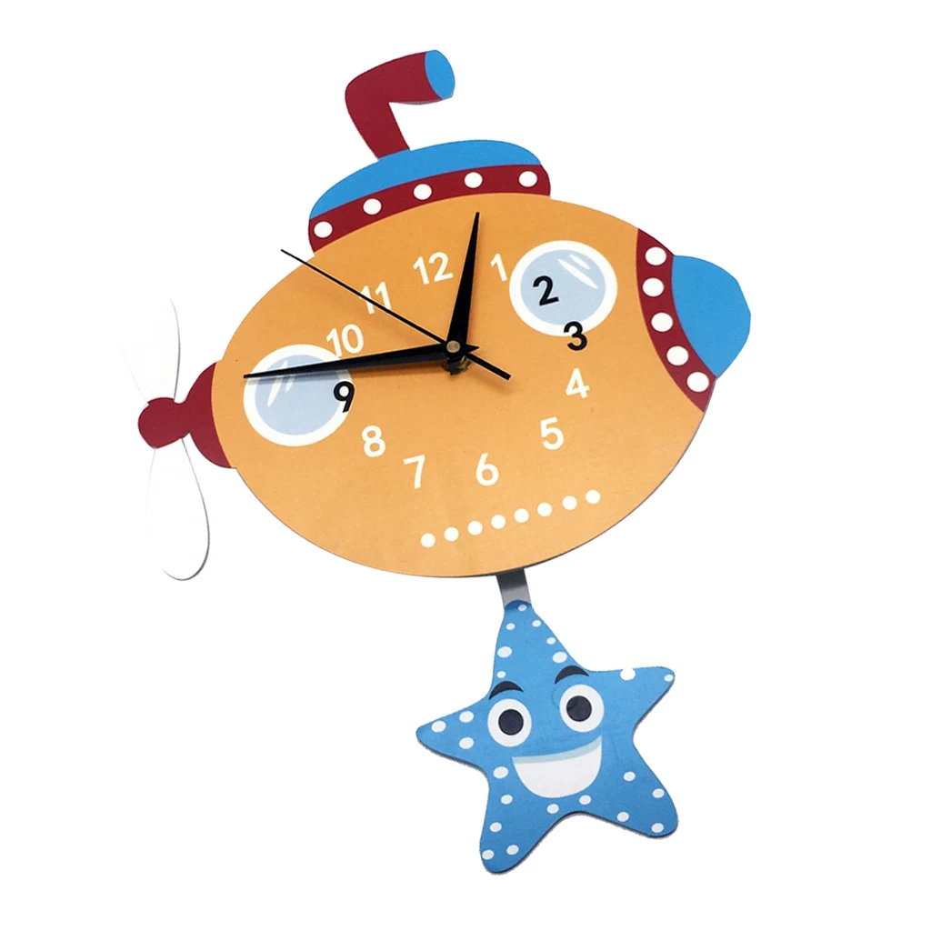 Japanese Adorable Pendulum Clock Funny Crafts Swinging Tail Wall Clock Kit for Kid's Nursery Children's Bedroom Decor