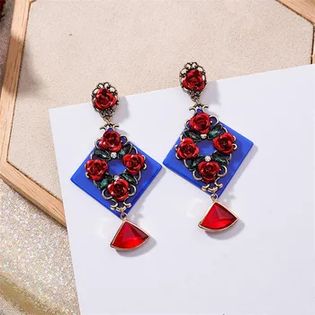 New Vintage Ethnic Geometric Rose Flower Triangle Crystal Pendant Drop Earrings Exaggerated Statement Jewelry For Women 5A4013
New Vintage Ethnic Geometric Rose Flower Triangle Crystal Pendant Drop Earrings Exaggerated Statement Jewelry For Women 5A4013