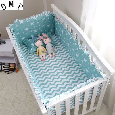 Promotion! 6PCS Cartoon Baby Bumper Baby Bedding Set bumpers for cot bed Cotton ,include:(bumper+sheet+pillow cover)