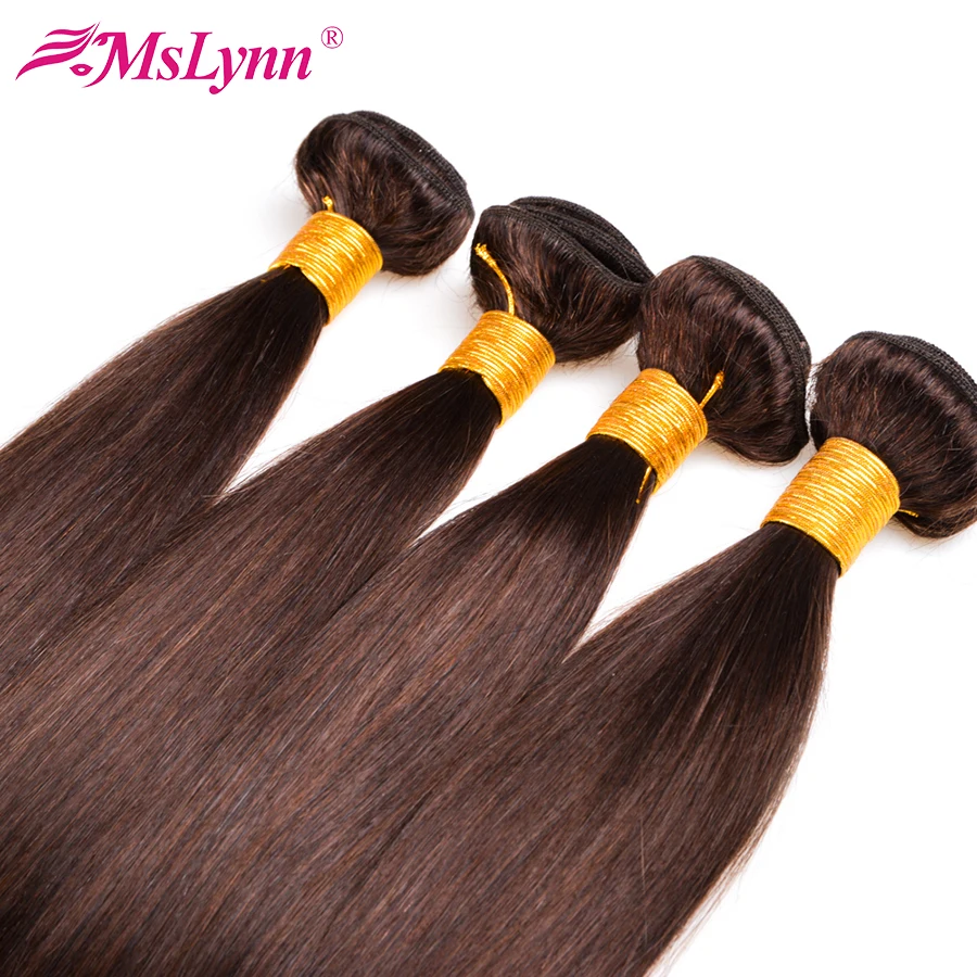 alt#2 Peruvian Straight Hair Bundles Dark Brown 100% Human Hair Bundles 4 Bundle Deals Mslynn Hair Non Remy Hair Weave Double Weft