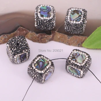 DIY 8Pcs Paua Abalone Shell Paved Rhinestone Spacer Loose Bead , Square - Shape Connector Beads For Jewelry Making
DIY 8Pcs Paua Abalone Shell Paved Rhinestone Spacer Loose Bead , Square - Shape Connector Beads For Jewelry Making
