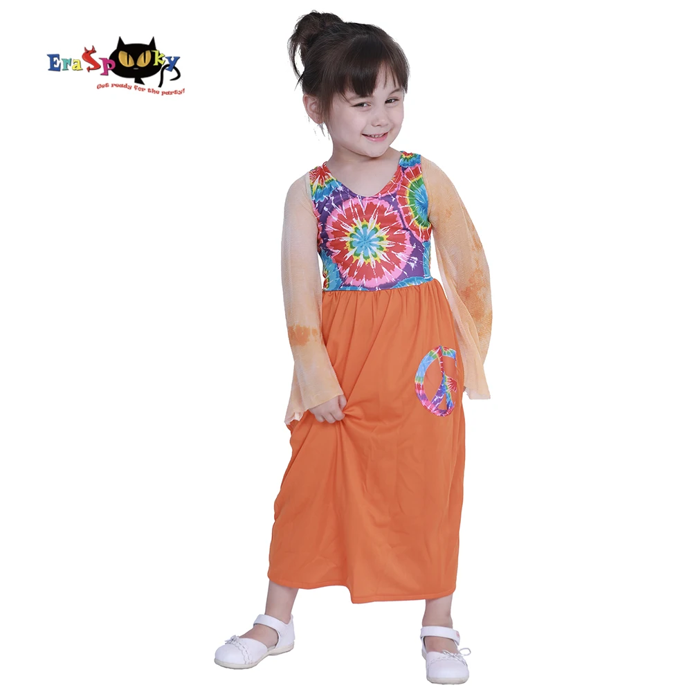 

Eraspooky Halloween Costume Fantasias 60s` Peace And Love Girls Hippie Costume Kids Costumes For Cosplay Girl Fancy Dress