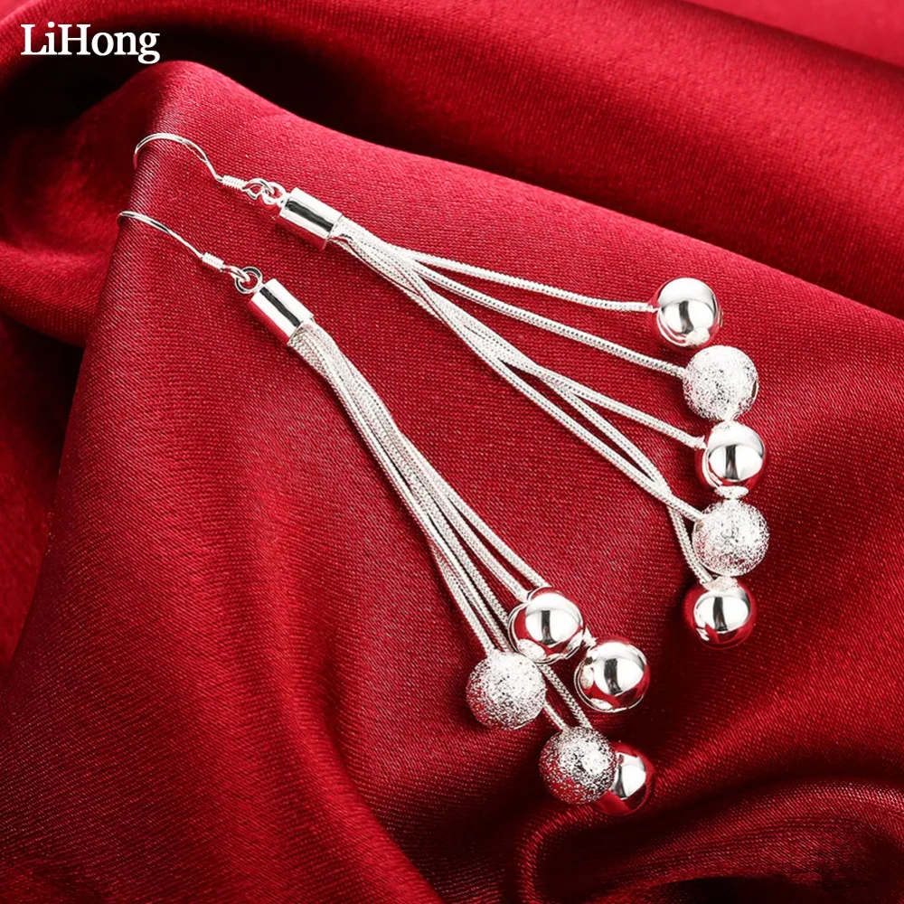 925 Sterling Silver Beads Long Earrings Women Fashion Pendant Earrings Party Jewelry
925 Sterling Silver Beads Long Earrings Women Fashion Pendant Earrings Party Jewelry