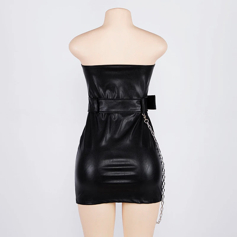 Goth Black PU Leather Zipper Dress Goth Black PU Leather Zipper Dress