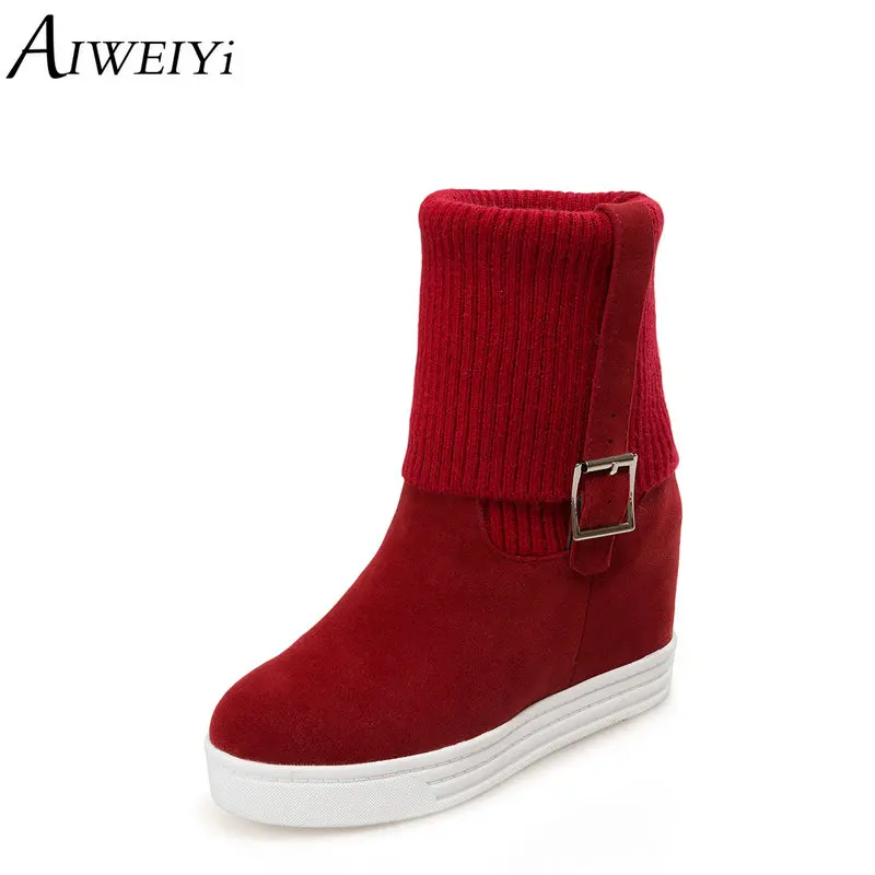 AIWEIYi Wedge Heel High Heels Sock Boots Round toe Slip On Autumn Winter Shoes Woman Black Booties
AIWEIYi Wedge Heel High Heels Sock Boots Round toe Slip On Autumn Winter Shoes Woman Black Booties