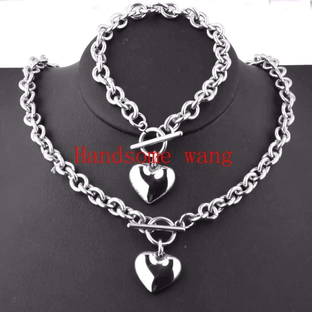 High Quality Silver O Word Chain With Heart Jewelry Sets 316L Stainless Steel Bracelet&Necklace Women's Wedding 6mm*45cm/20.5cm
High Quality Silver O Word Chain With Heart Jewelry Sets 316L Stainless Steel Bracelet&Necklace Women's Wedding 6mm*45cm/20.5cm
