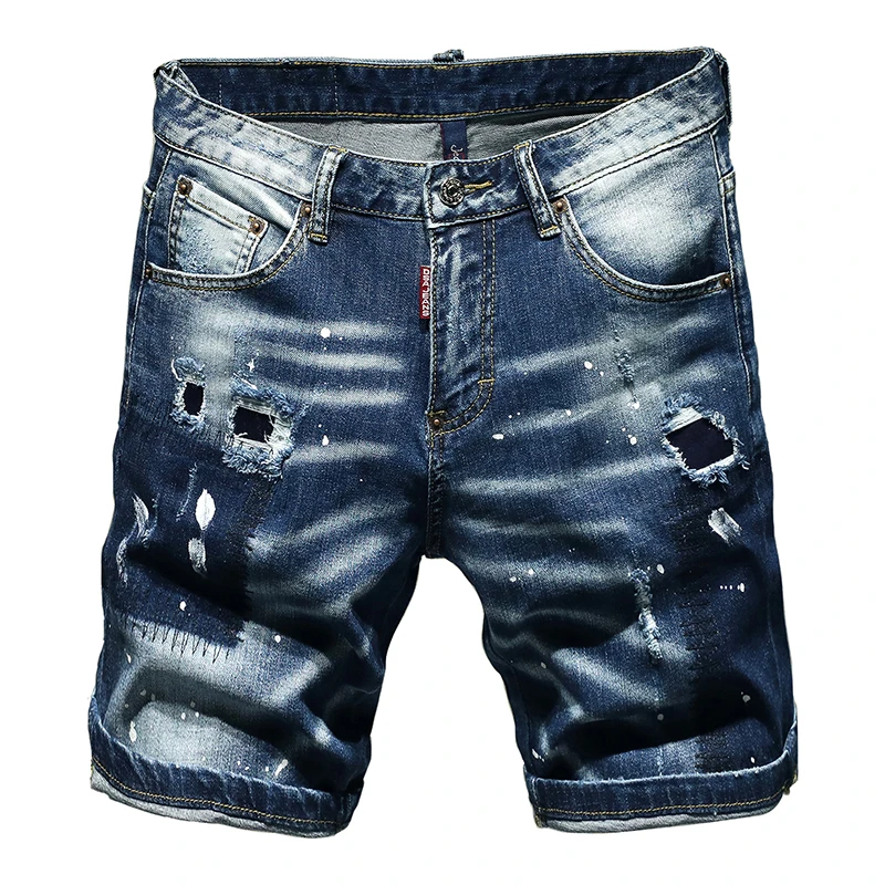 Shorts men jeans ripped torn pants stretch embroidery five short pants jeans blue male the Summer new fashion hip hop streetwear
Shorts men jeans ripped torn pants stretch embroidery five short pants jeans blue male the Summer new fashion hip hop streetwear