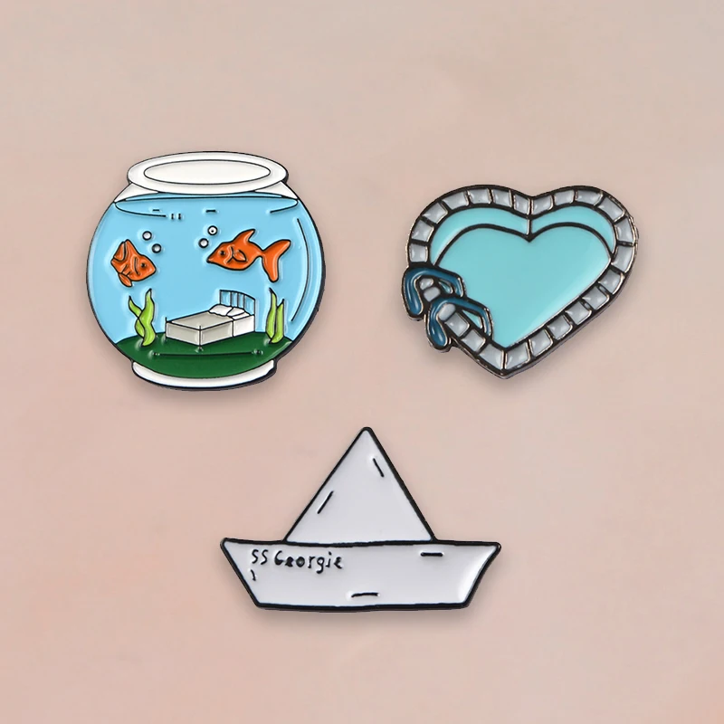 3pcs/set Boat Bed Fish tank Pins Brooches Heart Swimming Pool Enamel pins Lapel pins Backpack Badges Cartoon Jewelry Brooches
3pcs/set Boat Bed Fish tank Pins Brooches Heart Swimming Pool Enamel pins Lapel pins Backpack Badges Cartoon Jewelry Brooches
