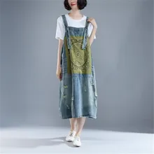 BUYKUD 2018 Summer Sleeveless Denim Dresses For Women Floral Printed Casual Hollow Suspender Loose Midi Dress With Pockets
BUYKUD 2018 Summer Sleeveless Denim Dresses For Women Floral Printed Casual Hollow Suspender Loose Midi Dress With Pockets