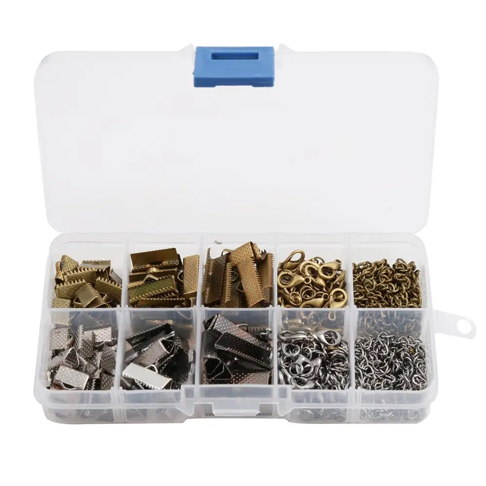 Ribbon Clamp Crimps Lobster Clasps Jump Rings Extender Chain PP Box Assembly Set,DIY Jewelry Findings Making Supplies Wholesale
Ribbon Clamp Crimps Lobster Clasps Jump Rings Extender Chain PP Box Assembly Set,DIY Jewelry Findings Making Supplies Wholesale