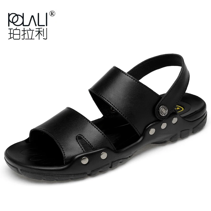 POLALI Leather Slippers Men 2019 summer Quality sandals Split leather Beach shoes hombre sandalias black Extra plus size 38~52
POLALI Leather Slippers Men 2019 summer Quality sandals Split leather Beach shoes hombre sandalias black Extra plus size 38~52
