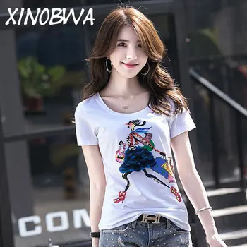Europe New Women Summer High Fashion O Neck Long Sleeve Rhinestone Beading T Shirt Tops Female Beauty Printing Shirt Casual Tops
Europe New Women Summer High Fashion O Neck Long Sleeve Rhinestone Beading T Shirt Tops Female Beauty Printing Shirt Casual Tops