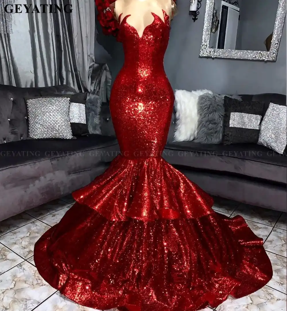 burgundy sequin mermaid dress