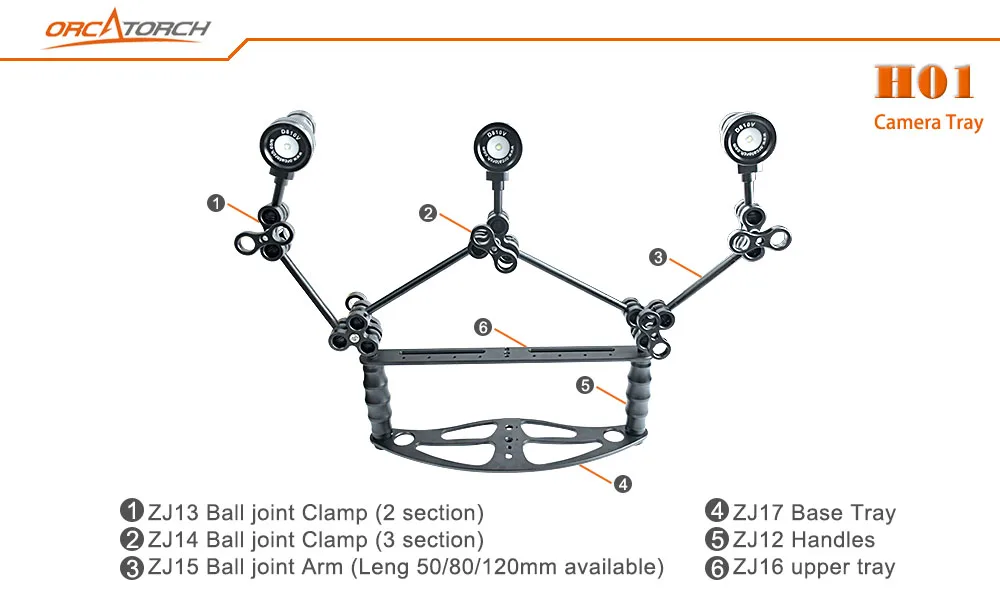 Orcatorch H01 Dual Handle Aluminium Tray Underwater Scuba Diving Tray Dive Mount Photography Lights For Gopro
Orcatorch H01 Dual Handle Aluminium Tray Underwater Scuba Diving Tray Dive Mount Photography Lights For Gopro