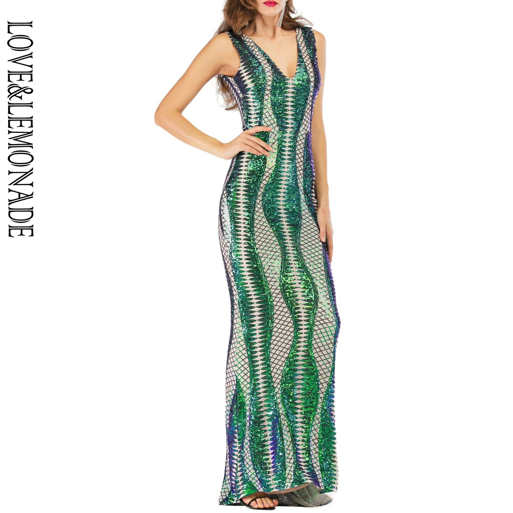 LOVE&LEMONADE Sexy Green Deep V-Neck Geometric Pattern Sequins Bodycon Party MAXI Dress LM90080 GREEN
LOVE&LEMONADE Sexy Green Deep V-Neck Geometric Pattern Sequins Bodycon Party MAXI Dress LM90080 GREEN