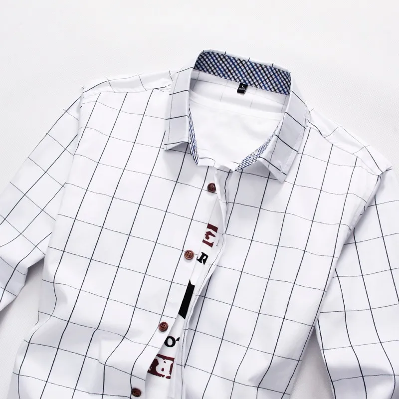 Plaid Shirt Men Long Sleeve Slim Fit White M-5XL 100% Cotton Dress Shirts Male Clothes Social Vintage Summer Casual Shirts Men Plaid Shirt Men Long Sleeve Slim Fit White M-5XL 100% Cotton Dress Shirts Male Clothes Social Vintage Summer Casual Shirts Men