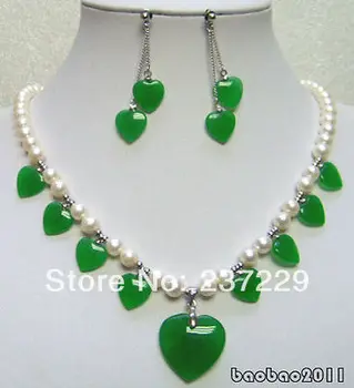 Wholesale price FREE SHIPPING ^^^^Real White Pearl Green stone Heart 18KWGP Clasp Pendant Necklace Earrings Set
Wholesale price FREE SHIPPING ^^^^Real White Pearl Green stone Heart 18KWGP Clasp Pendant Necklace Earrings Set
